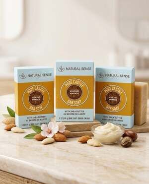 Natural Sense Pure Castile Almond Bar Soap with Shea Butter 3-Pack